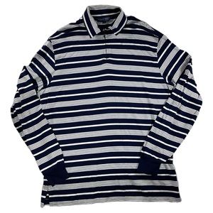 Polo Ralph Lauren Golf Large Blue White Stripe Pima Cotton Sport Shirt Men